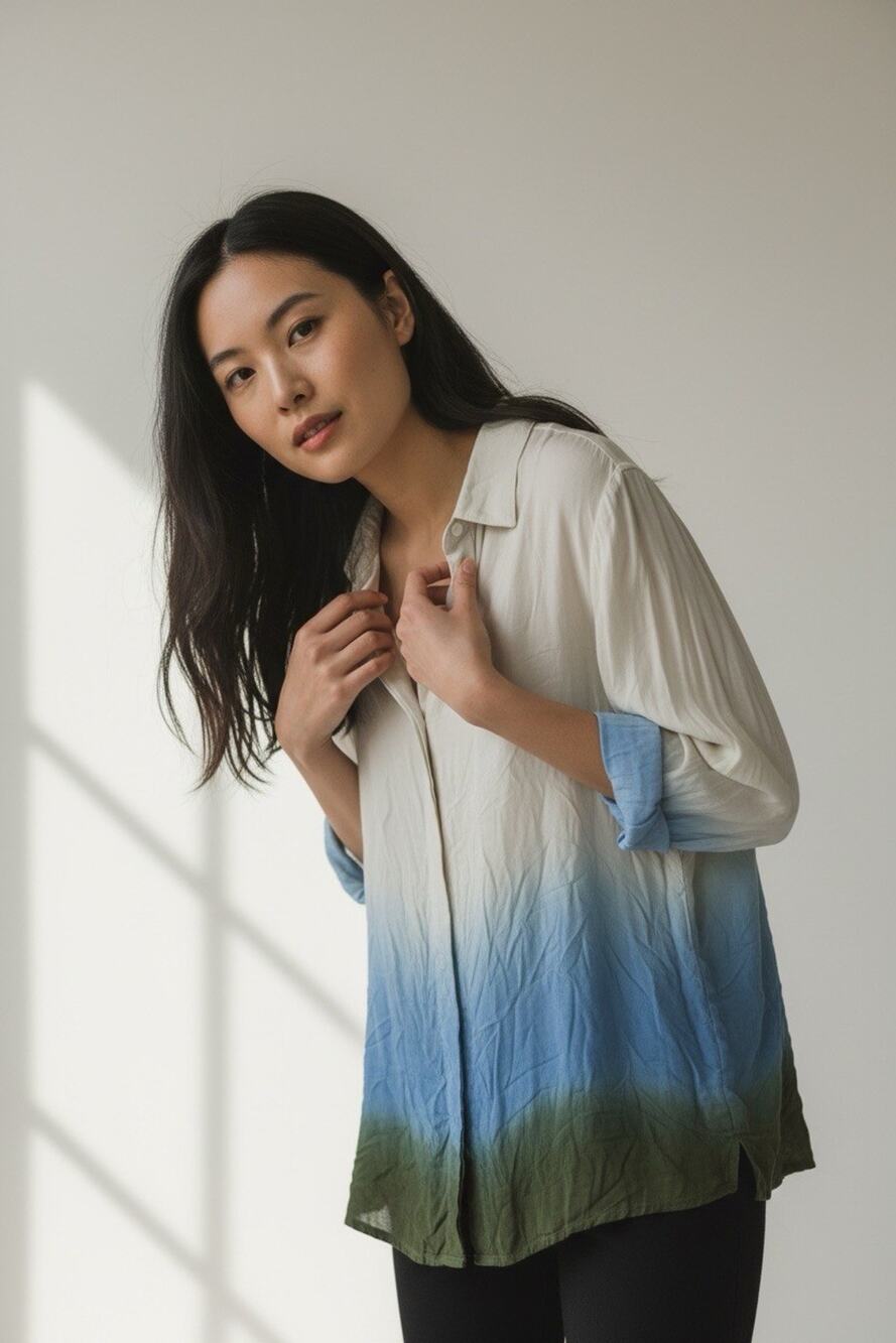 Rachel Comey x Target Women's Dip-Dye Long Sleeve Button Down Blouse Size Small